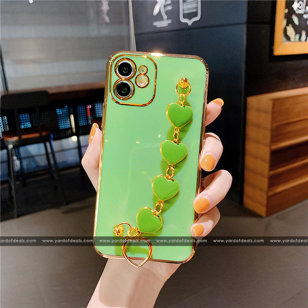 Love Heart Wrist Chain Silicone case for Apple iPhone