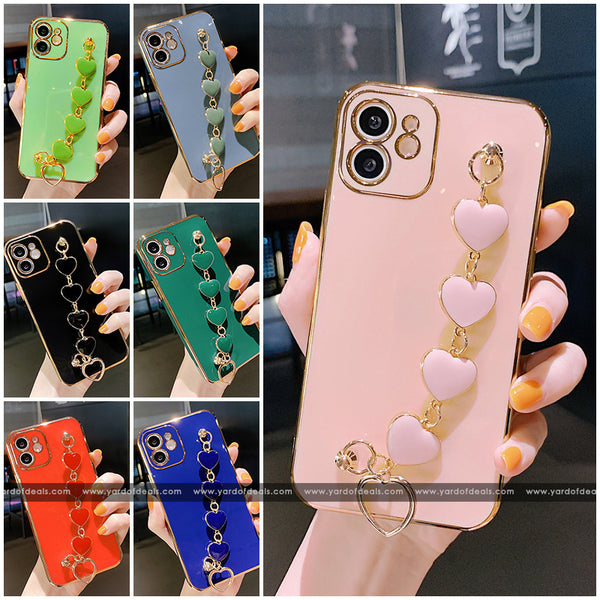 Love Heart Wrist Chain Silicone case for Samsung, OnePlus & Mi