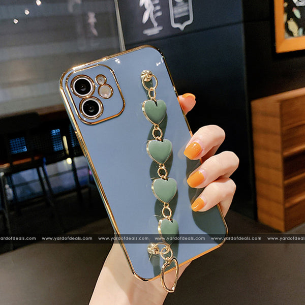 Love Heart Wrist Chain Silicone case for Apple iPhone
