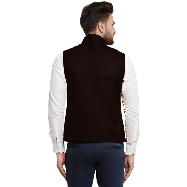 Treemoda Dark Brown Nehru jacket For Men Stylish Latest Design Suitable for Ethnic Wear/Wedding Wear/ Formal Wear/Casual Wear