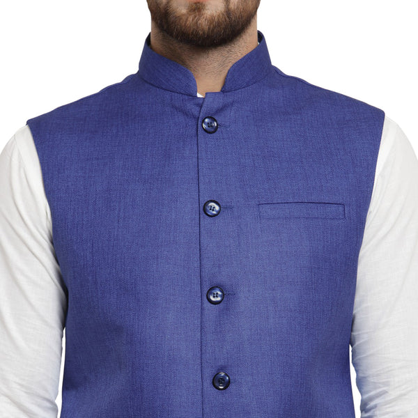 Treemoda Navy Blue Nehru jacket For Men Stylish Latest Design Suitable for Ethnic Wear/Wedding Wear/ Formal Wear/Casual Wear