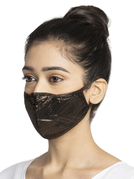 Black and White With Sparkling Glitter Sequin Women Fashion Reusable Face Mask (Pack of 2)