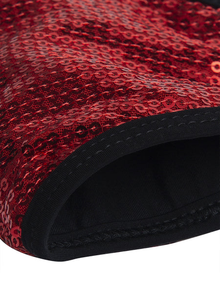 Red and Gold With Sparkling Glitter Sequin Women Fashion Reusable Face Mask (Pack of 2)