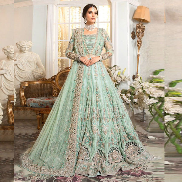 Pakstani Mirror Work Semi-Stitched Gown With Embroided Dupatta for Party Wear
