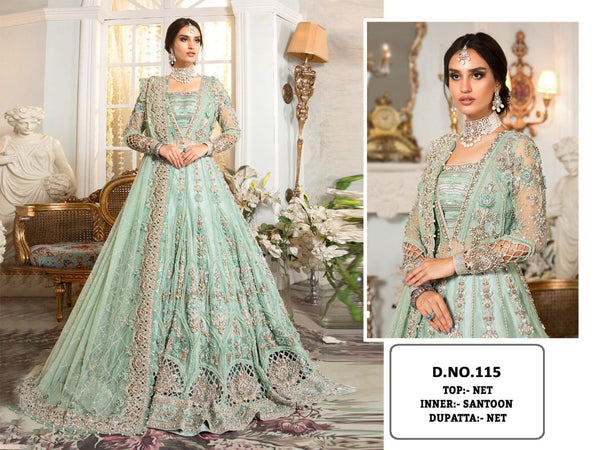 Pakstani Mirror Work Semi-Stitched Gown With Embroided Dupatta for Party Wear