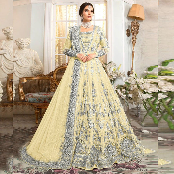 Pakstani Mirror Work Semi-Stitched Gown With Embroided Dupatta for Party Wear