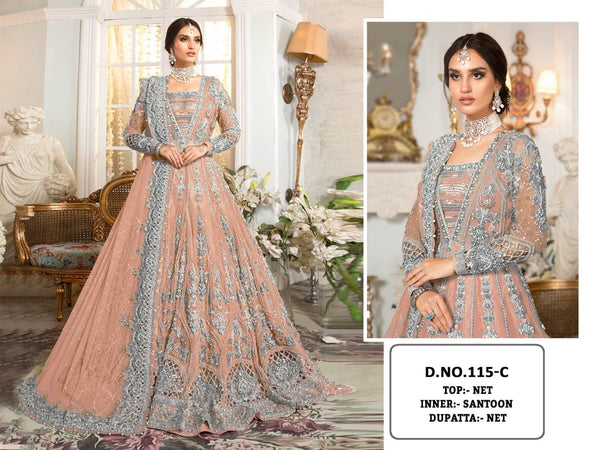 Pakstani Mirror Work Semi-Stitched Gown With Embroided Dupatta for Party Wear