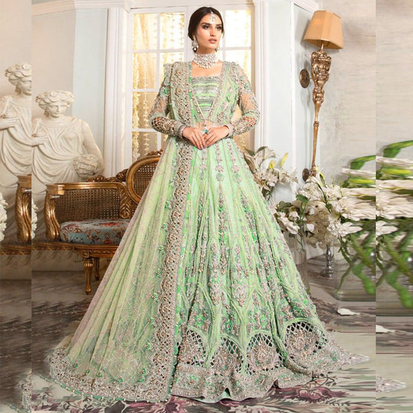 Pakstani Mirror Work Semi-Stitched Gown With Embroided Dupatta for Party Wear