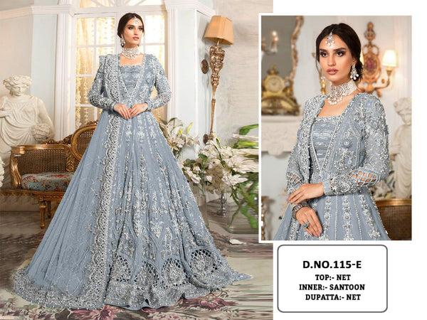 Pakstani Mirror Work Semi-Stitched Gown With Embroided Dupatta for Party Wear