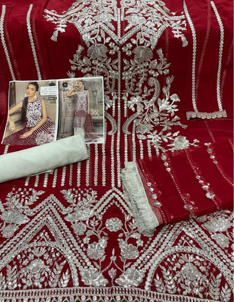 Pakstani Semi-Stitched Suit With White Plazzo and Net Dupatta for Party Wear