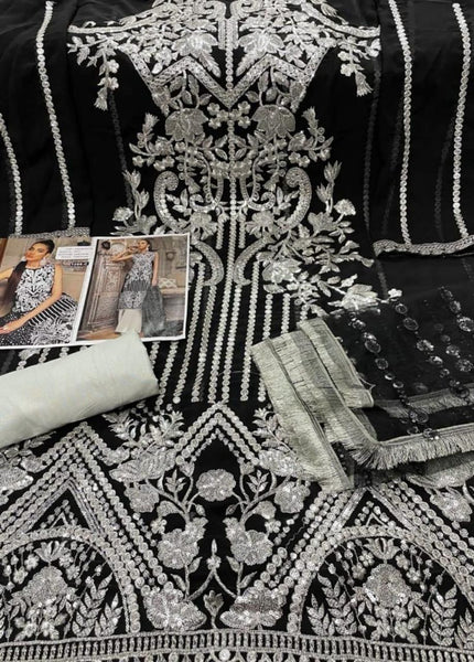Pakstani Semi-Stitched Suit With White Plazzo and Net Dupatta for Party Wear