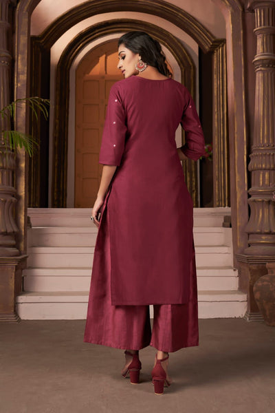 Heavy Fancy Cotton Plazzo Suit With Embroidery Work & Mirror Work For Party Wear.