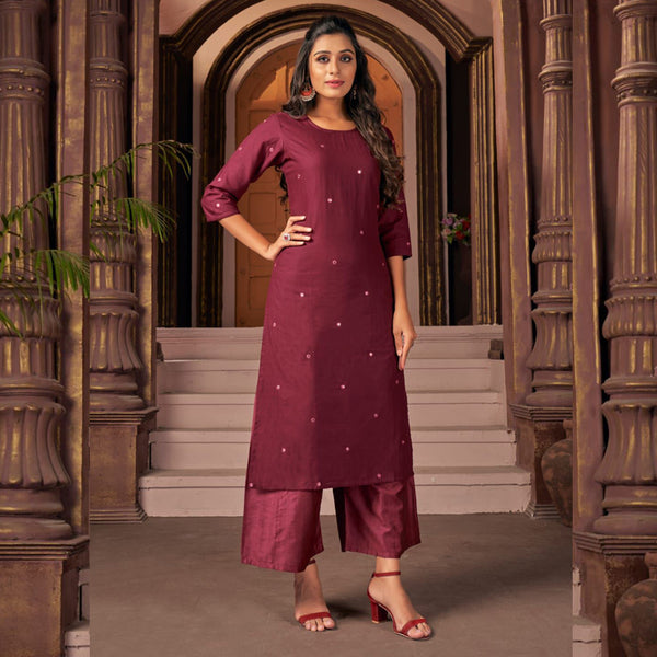 Heavy Fancy Cotton Plazzo Suit With Embroidery Work & Mirror Work For Party Wear.