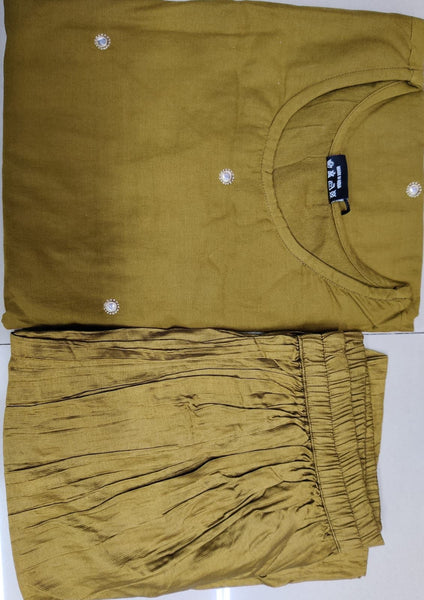 Heavy Fancy Cotton Plazzo Suit With Embroidery Work & Mirror Work For Party Wear.