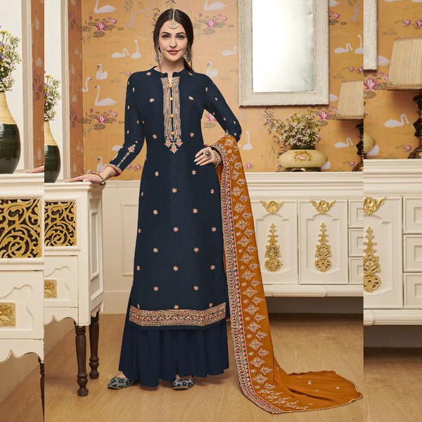 Semi-Stitched Party Wear  Plazzo Suit With Heavy Georgette Dupatta For Women