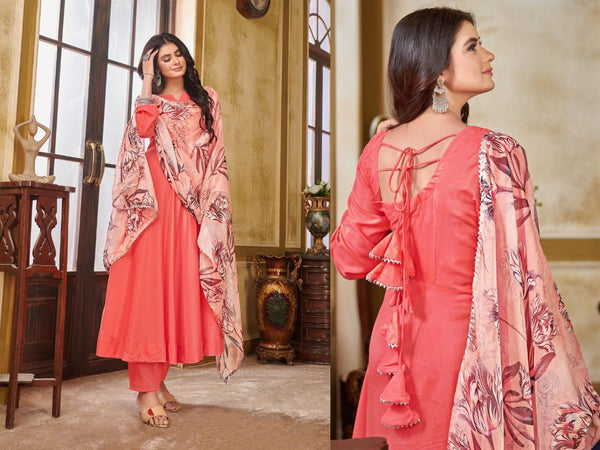 Fully Stitched Digital Printed Work Long Gown With Plazzo For Women.