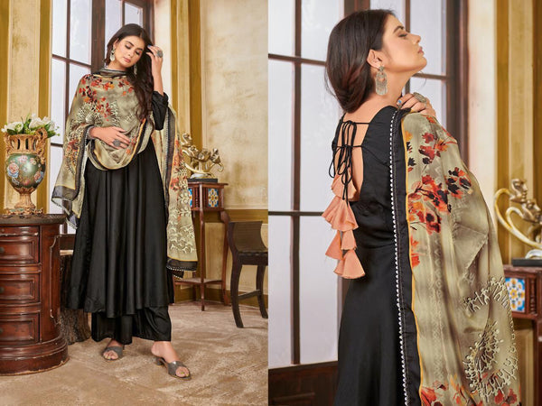 Fully Stitched Digital Printed Work Long Gown With Plazzo For Women.