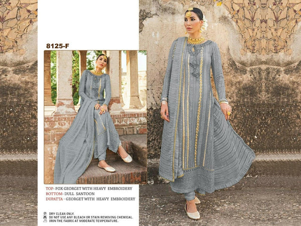 Heavy Georgette Semi-Stitched Suit With Embroidery and Moti Work For Women.