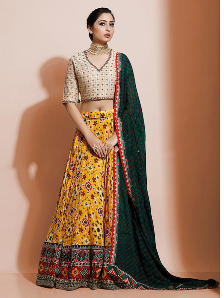 {FULLY STITCHED} BEAUTIFULL HEAVY FLUID SILK WITH CANE CANE & CANVAS LEHENGA-CHOLI