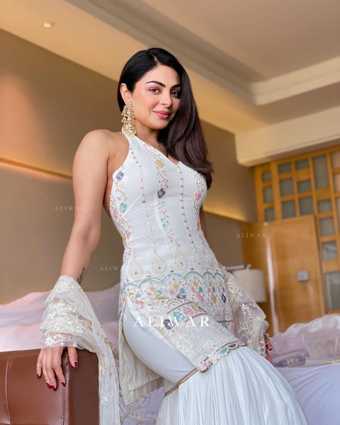 {FULLY STITCHED} NEW DESIGNER PARTY WEAR   WITH HEAVY EMBROIDERY WORK SUIT WITH PLAAZO