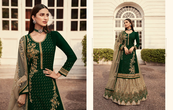 {Semi Stitched} Heavy Blooming Georgette with Emb.work+ston work Suit