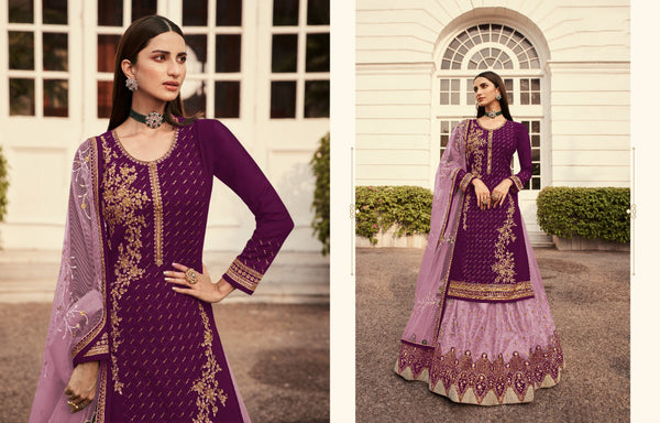 {Semi Stitched} Heavy Blooming Georgette with Emb.work+ston work Suit