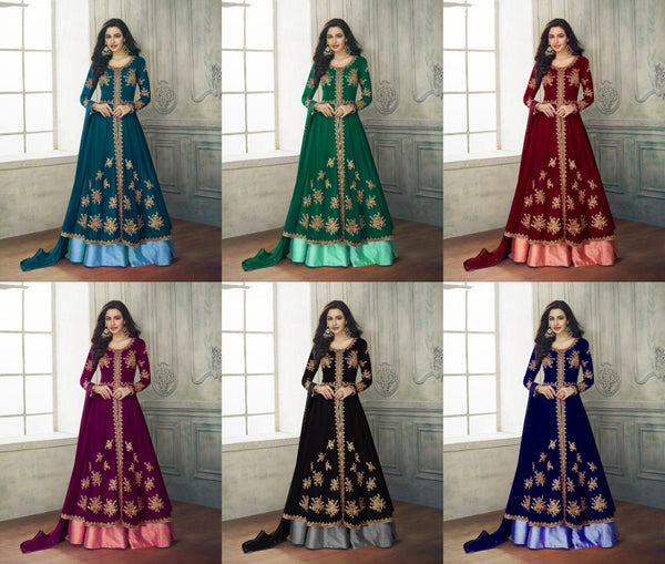 {Semi Stitched} Beautiful Heavy faux Embroidery with Banglory silk bottom