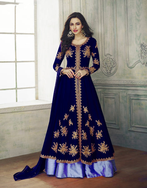 {Semi Stitched} Beautiful Heavy faux Embroidery with Banglory silk bottom