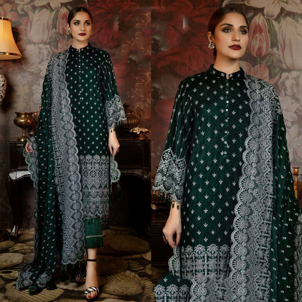 {Unstitched  Stitched} Beautiful Heavy Embroidery suit with Butterfly Net Embroidery Dupatta