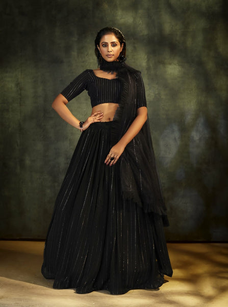 {Semi Stitched} Designer Faux Georgette with Satoon Embroidery work Suit