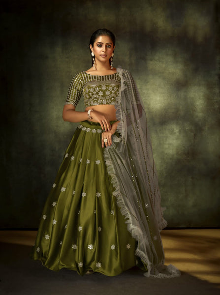 {Semi Stitched} Designer Faux Georgette with Satoon Embroidery work Suit