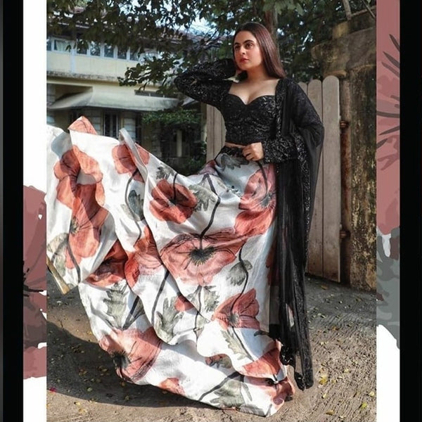 {Semi-Stitched}  Itailian Silk Beautifull 3 Layers Lehenga