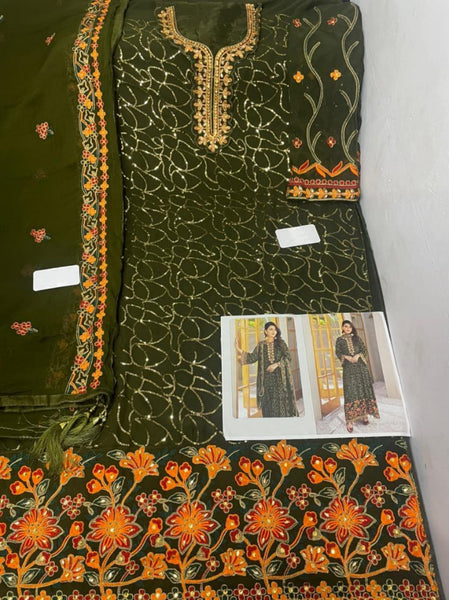 {Semi-Stitched} Heavy Beautiful Pakistani Georgette suit