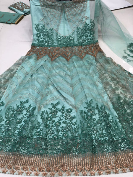 {Semi-Stitched} Heavy Beautiful Vaishnavi net, Coding, Stone Gown