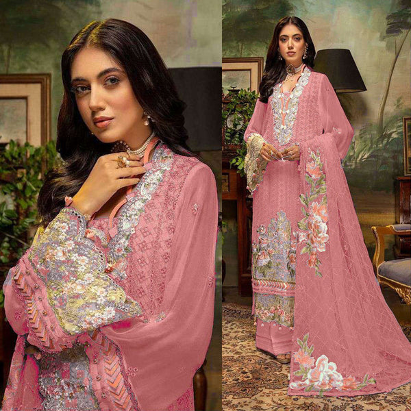 {Semi Stitched} Designer Faux Georgette with Floral Sequence Work Suit