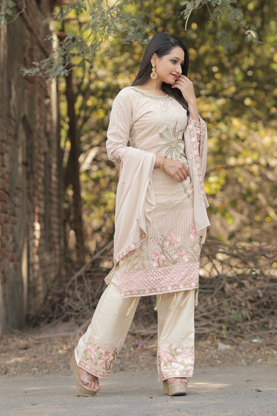 {Unstitched} Designer Embroiderid Worked Salwar Suit