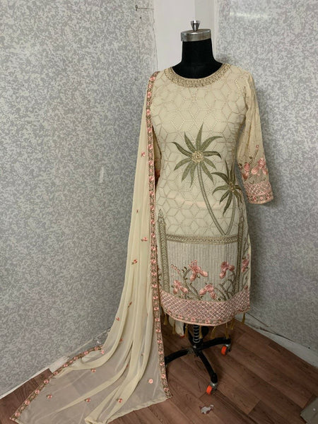 {Unstitched} Designer Embroiderid Worked Salwar Suit