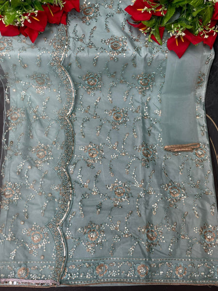 Heavy Butterfly Net With Embroidery Work With 3mm Sequence Work