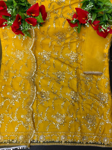 Heavy Butterfly Net With Embroidery Work With 3mm Sequence Work