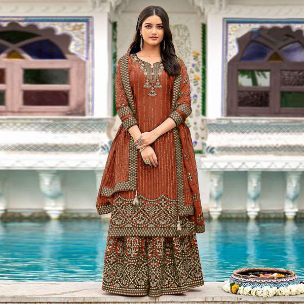 {SEMI-STITCHED} FAUX GEORGETTE HEAVY EMBROIDERERY WORK SUIT