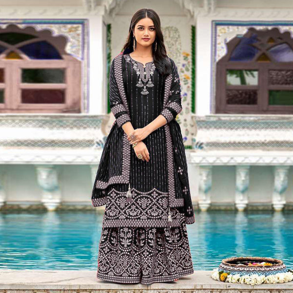 {SEMI-STITCHED} FAUX GEORGETTE HEAVY EMBROIDERERY WORK SUIT