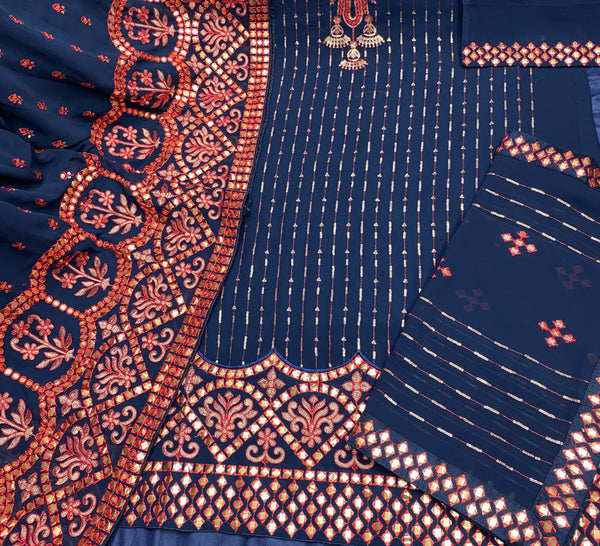 {SEMI-STITCHED} FAUX GEORGETTE HEAVY EMBROIDERERY WORK SUIT