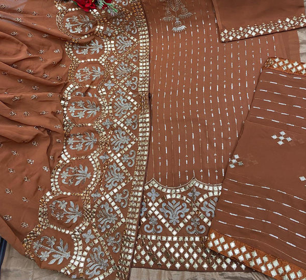 {SEMI-STITCHED} FAUX GEORGETTE HEAVY EMBROIDERERY WORK SUIT