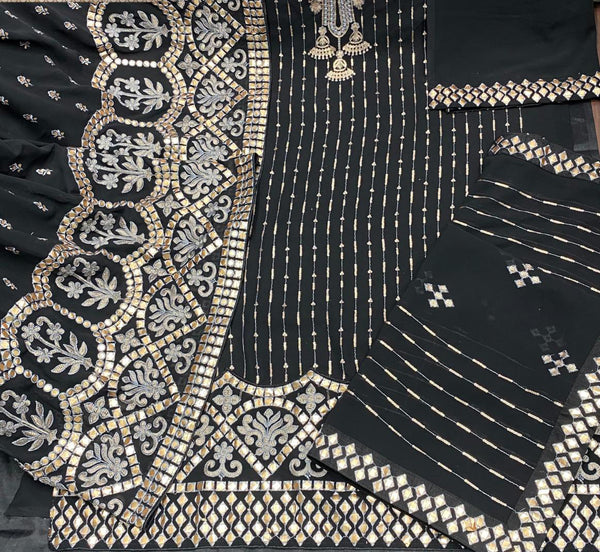 {SEMI-STITCHED} FAUX GEORGETTE HEAVY EMBROIDERERY WORK SUIT