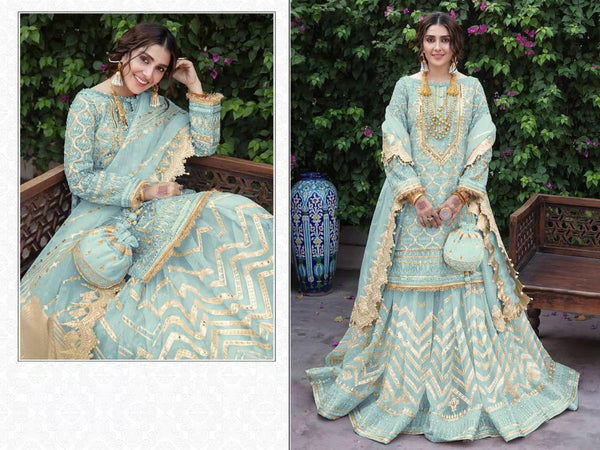 Fox Georgette Pakistani Derss With Net Bottom
