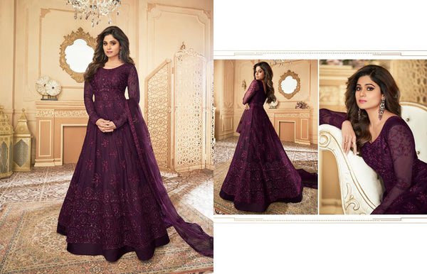 Semi Stitched Heavy Butterfly Net with Embroidery Chaine Stitch work Gown