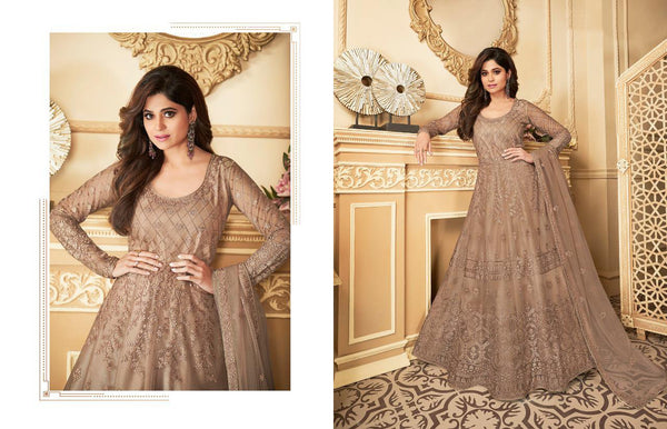 Semi Stitched Heavy Butterfly Net with Embroidery Chaine Stitch work Gown