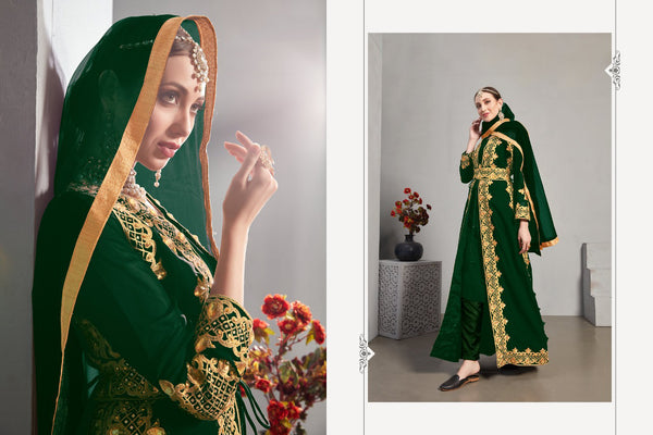 Koti concept Faux Georgette with embroidery work + Heavy stone work Suit
