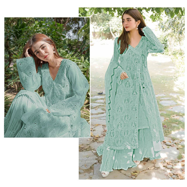 BEAUTIFUL FAUX GEORGETTE EMBROIDERED SUIT
