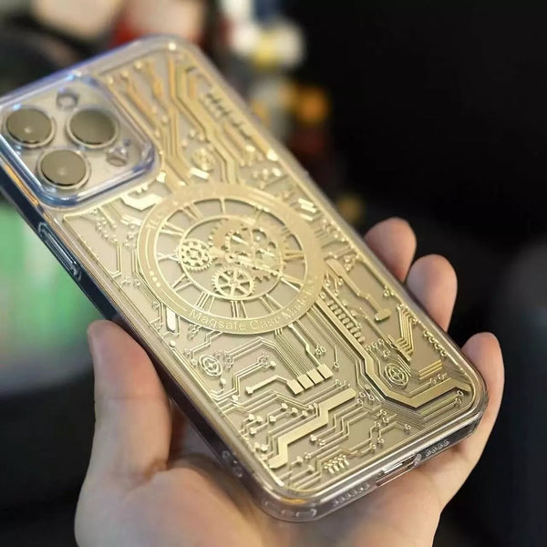3D Mechanical Techno Aesthetics Design MagSafe Case With Airbag Anti Drop Impact Case for iPhone 11, 12, 13 & 14 Series